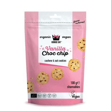 Minis cookies vegan, bio et sans gluten - Pépites de chocolat et vanille - Kookie Cat