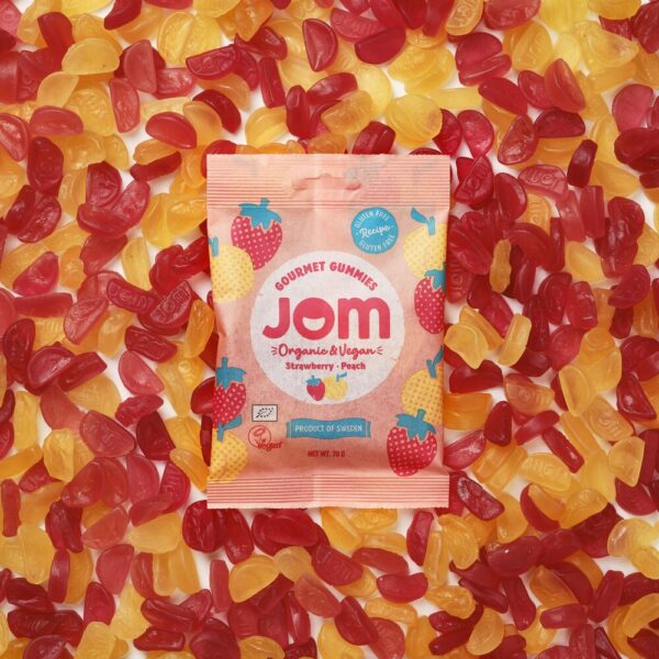 gummies fraise et pêche jom bio et vegan